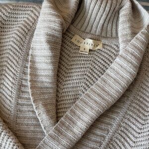 lovestitch Cream Ribbed Cowl Neck Sweater